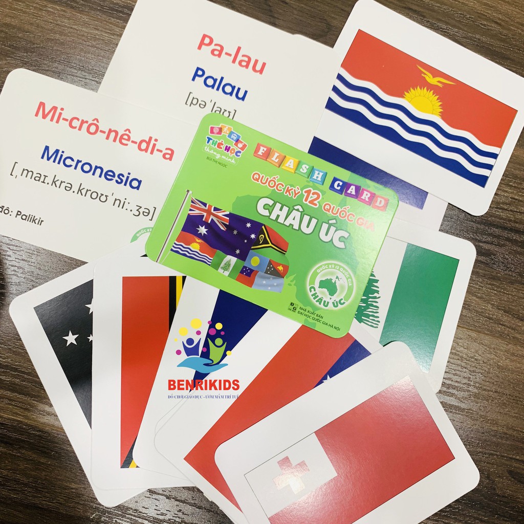 Bộ Thẻ Học Thông Minh 175 Thẻ Flash Cards Quốc Kỳ Cờ Các Quốc Gia Trên Thế Giới Có Hình Ảnh Minh Họa