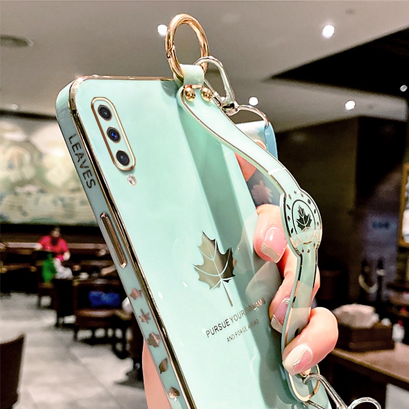 Ốp Điện Thoại Mềm Hình Lá Phong Có Dây Đeo Cho Samsung Galaxy A30S A50 A50S A70S A70