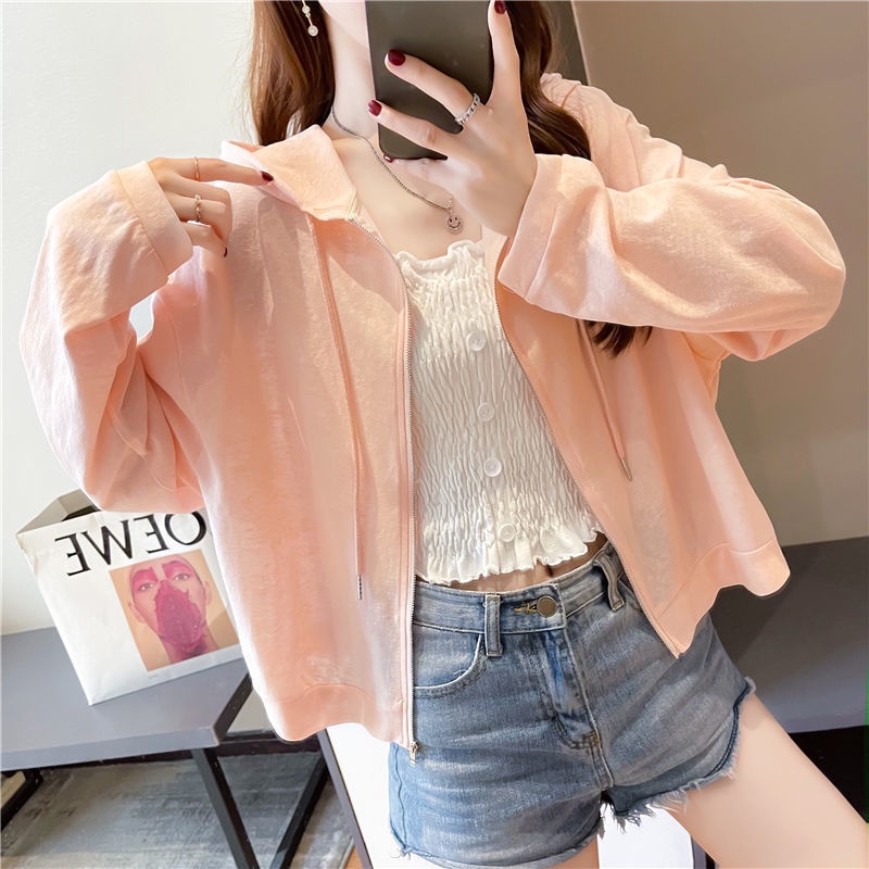 Áo Khoác cardigan Mỏng Tay Dài Có Nón Chống Nắng Mùa Hè Cho Nữ