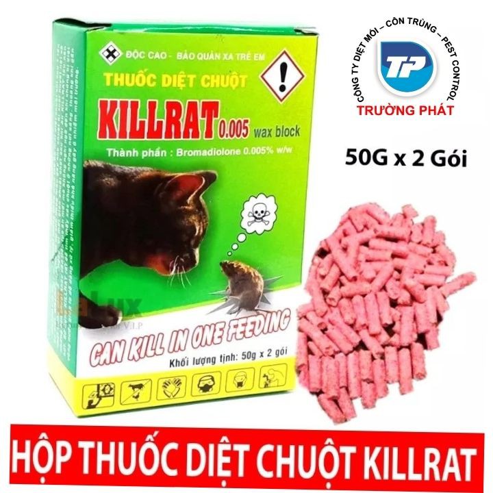 2 gói diệt chuột trừ chuột Killrat 0.05% bb diệt trọn ổ chuột trong 1 lần 100 g