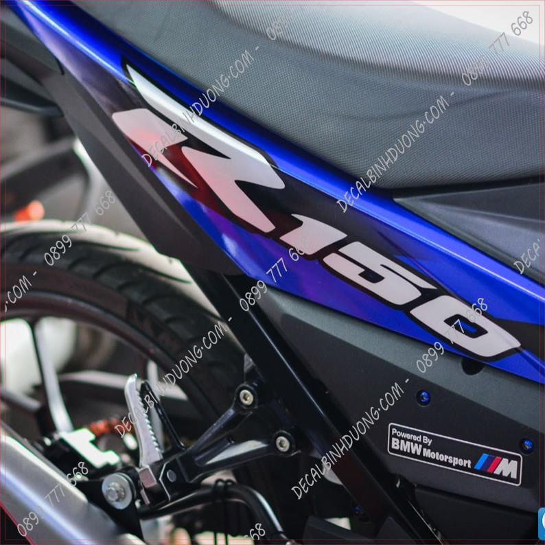 Decal Xe Máy - Tem Trùm Satria, Raider Xanh Bạc Đen Đẹp Nhất