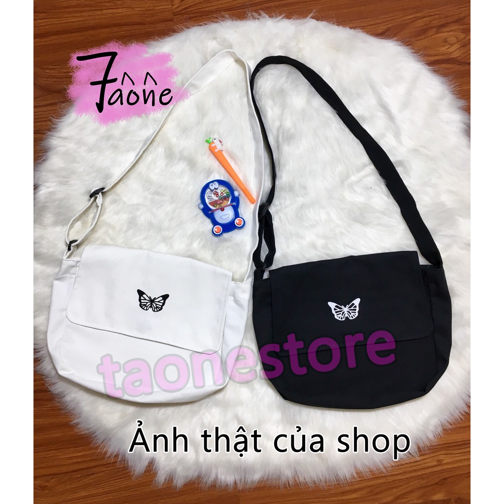 TÚI TOTE BƯỚM ĐEO CHÉO HÌNH IN (CÓ TÚI CON + NÚT NAM CHÂM) VẢI CANVAS UNISEX | WebRaoVat - webraovat.net.vn