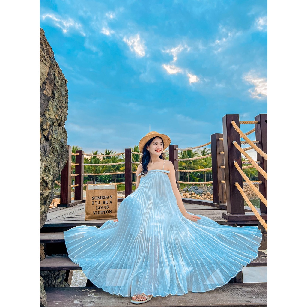 Đầm trắng dập ly dài