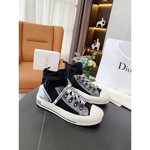 Giày thể thao vải cổ cao cho nữ thương hiệu Dior CD cao cấp mẫu mới 2021