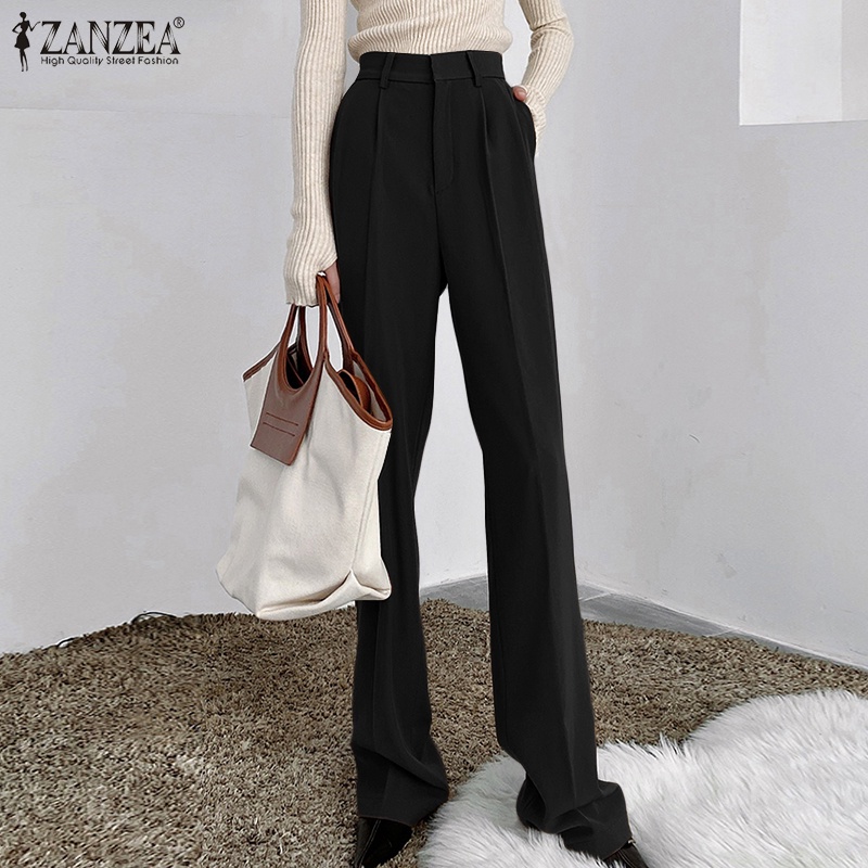 Quần dài nữ ZANZEA ống rộng lưng thun thanh lịch thời trang