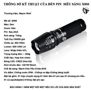 Đèn pin siêu sáng X800