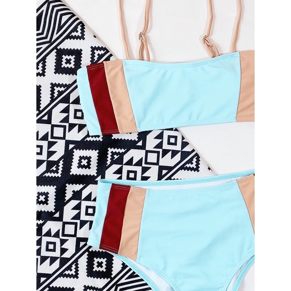 [BKN1186] &lt;ÂU&gt; SET BIKINI XANH BLUE MIX NÂU (CẠP CAO)
