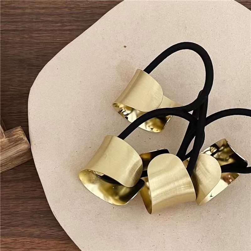 Dây Cột Tóc Màu Vàng Đồng Bằng Hợp Kim Phong Cách Hàn Quốc Thời Trang Cho Nữ