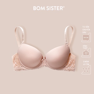Áo lót mút vừa lưng ren màu trơn có gọng nâng ngực tự nhiên BOM SISTER A0131