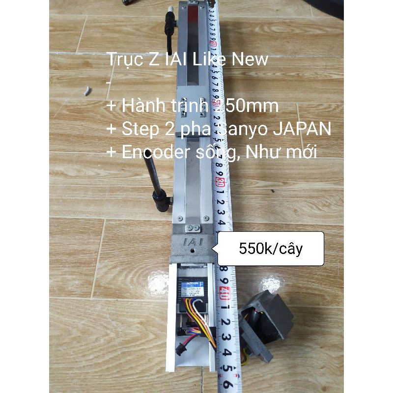 Trục Z IAI Like New Hành trình 250mm Step 2 pha Sanyo + Encoder Như Mới