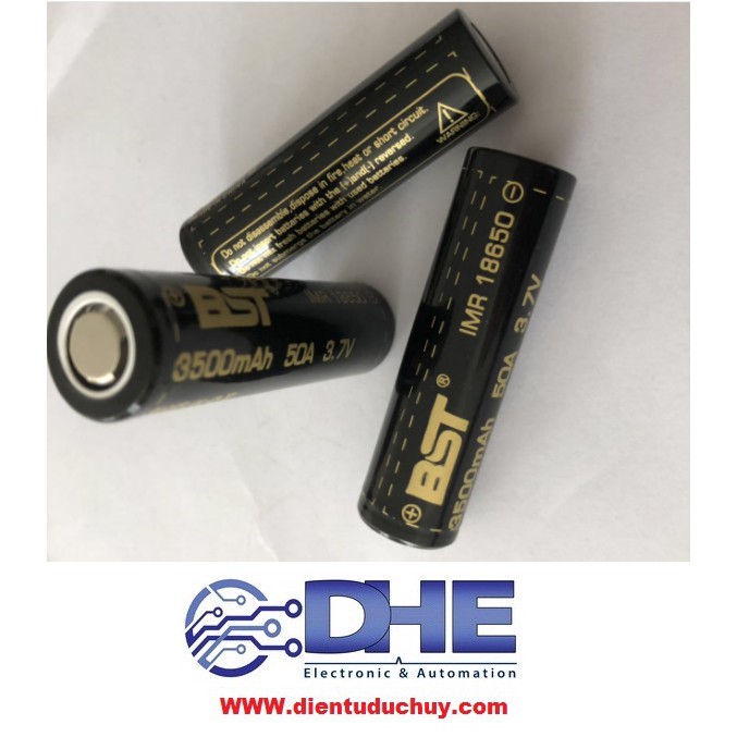 1 PIN SẠC LITHIUM BST 18650 LITHIUM - DÒNG XẢ 50A - 3500MAH - CHÍNH HÃNG CÔNG SUẤT CAO, DÙNG CHO VAPE, MÁY KHOAN...