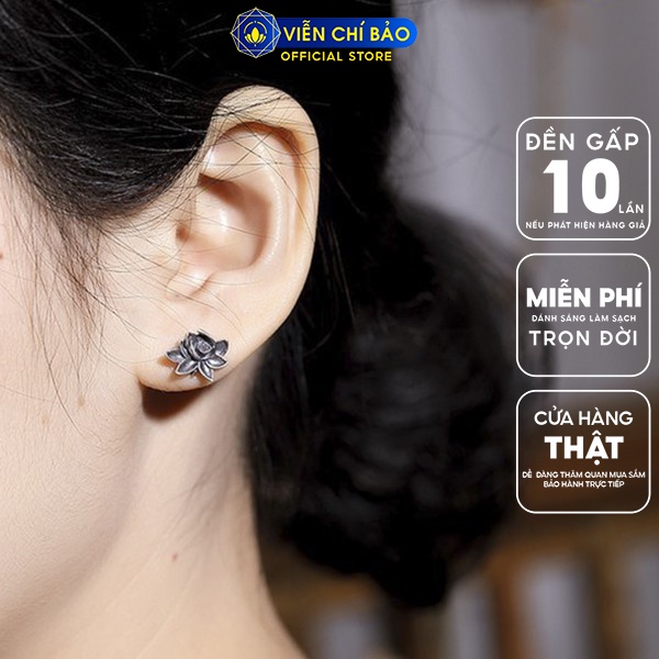 Bông tai bạc nữ hình Hoa sen chất liệu bạc Thái 925 thời trang phụ kiện trang sức nữ Viễn Chí Bảo B000232