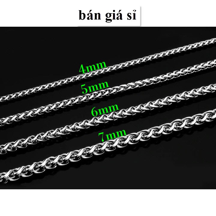 Dây chuyền nam titanium đảm bảo không đen, rỉ sét giá rẻ nhất việt nam - kiểu bông dừa