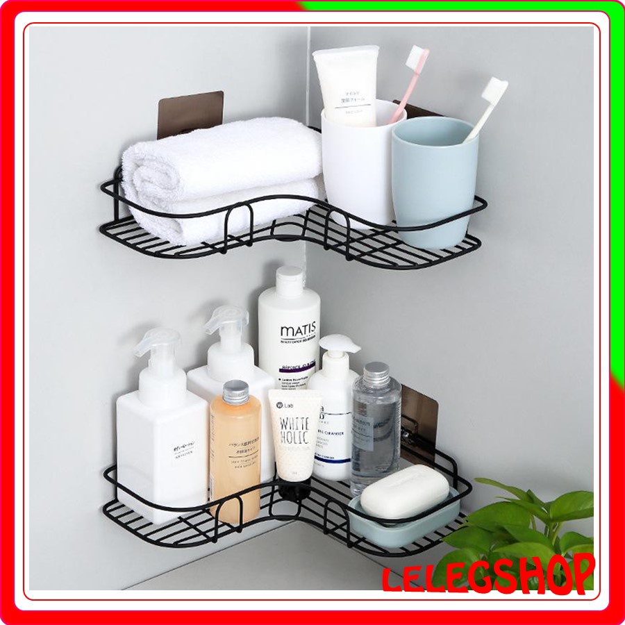 Kệ góc nhà tắm phun sơn tĩnh điện dán tường siêu dính trong nhà tắm, nhà bếp tiện dụng