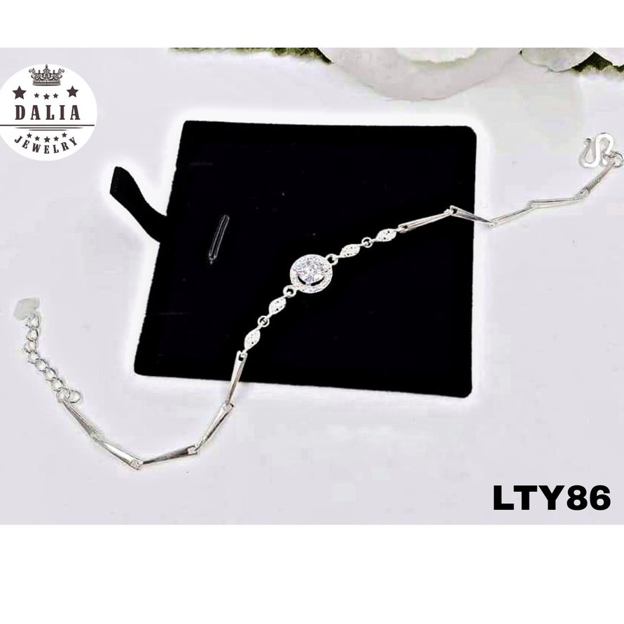 Lắc tay bạc ý DaLiA Jewelry hình đá tròn dạng thanh xinh