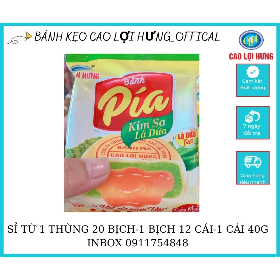 Gói lẻ_Bánh Pía  Kim sa nhân tan chảy, vị dứa, vị trứng và  bánh PÍa đậu xanh sẩu riêng mini 40g_Ăn vặt Cao Lợi Hưng