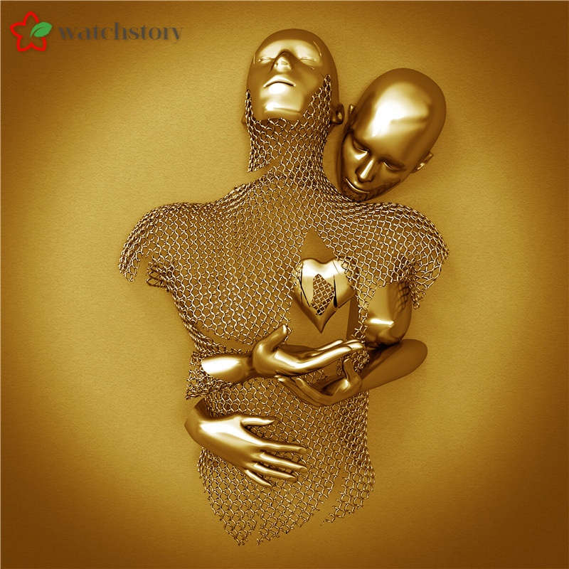 Tranh treo tường trang trí hình trái tim 3D bằng kim loại