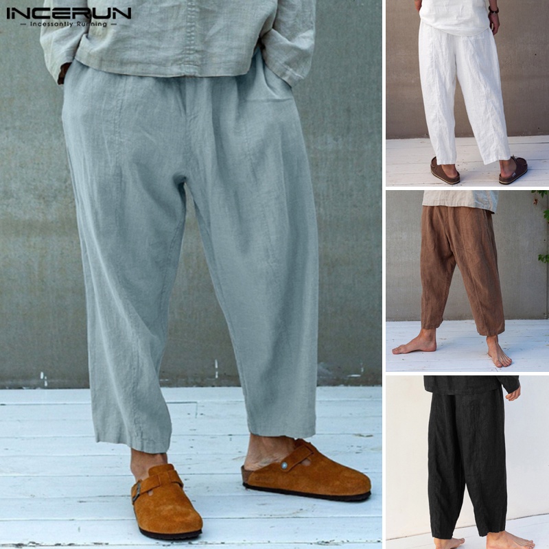 Quần dài INCERUN dáng suông đàn hồi tốt tập yoga phong cách cổ điển cho nam