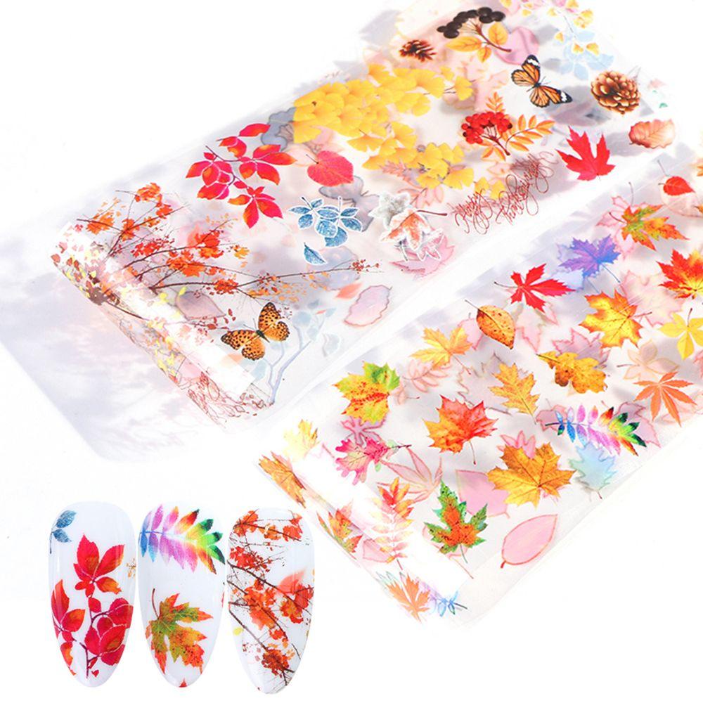 Miếng Dán Trang Trí Móng Tay Hình Bướm / Lá Phong Ba Chiều Thời Trang Mùa Thu