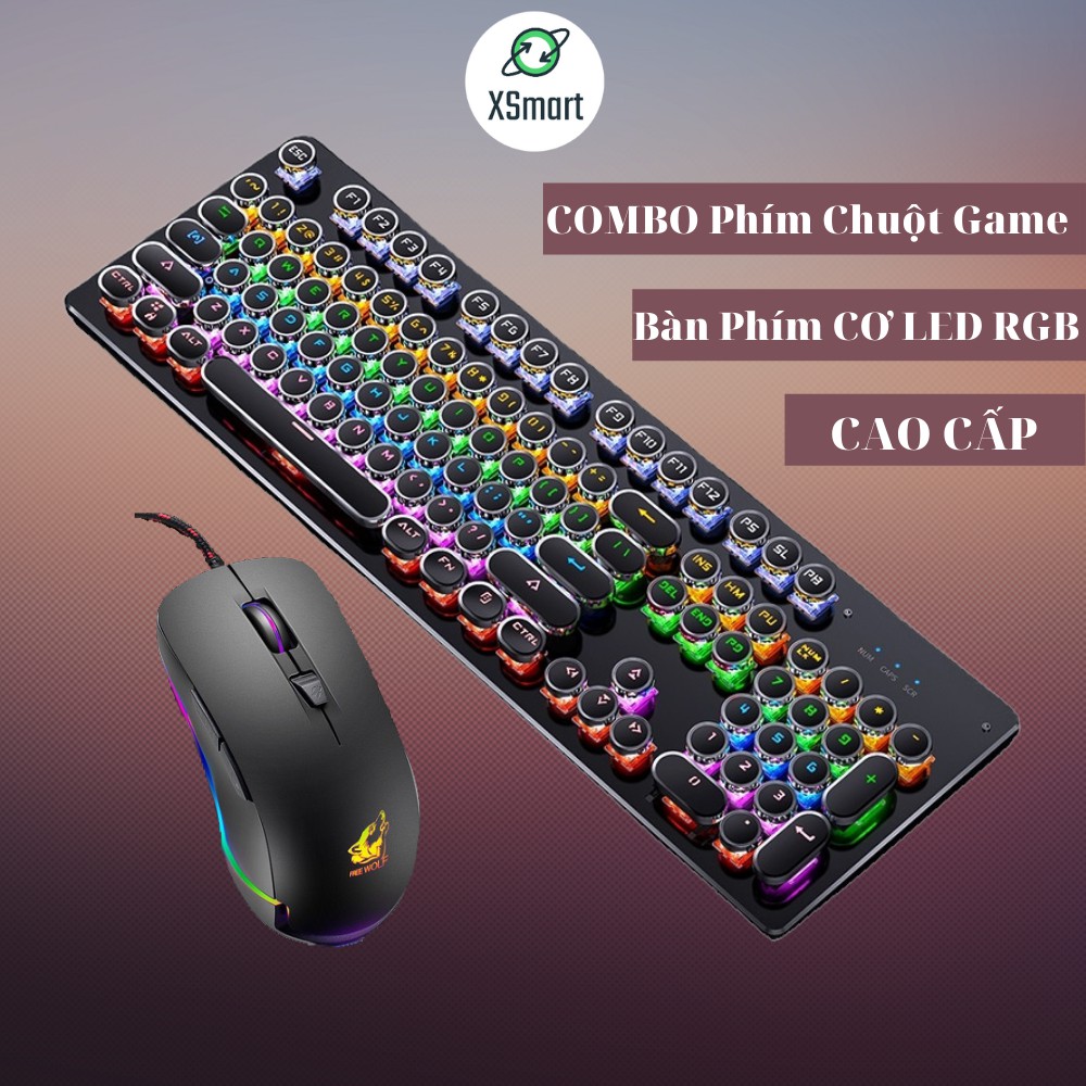 Bộ Bàn Phím CƠ Chơi Game Led Nhiều Màu Và Chuột Gaming T907+V6 Tương Thích Laptop Máy Tính PC