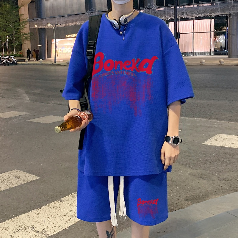 Ifnicefuture Set Áo Thun Và Quần Short size Lớn Phong Cách Hong Kong Cho Cặp Đôi