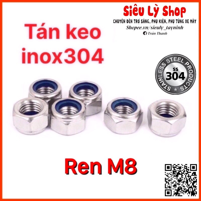 Đai ốc - Tán keo inox 304 Ren M8  - Set 5con hoặc 10con