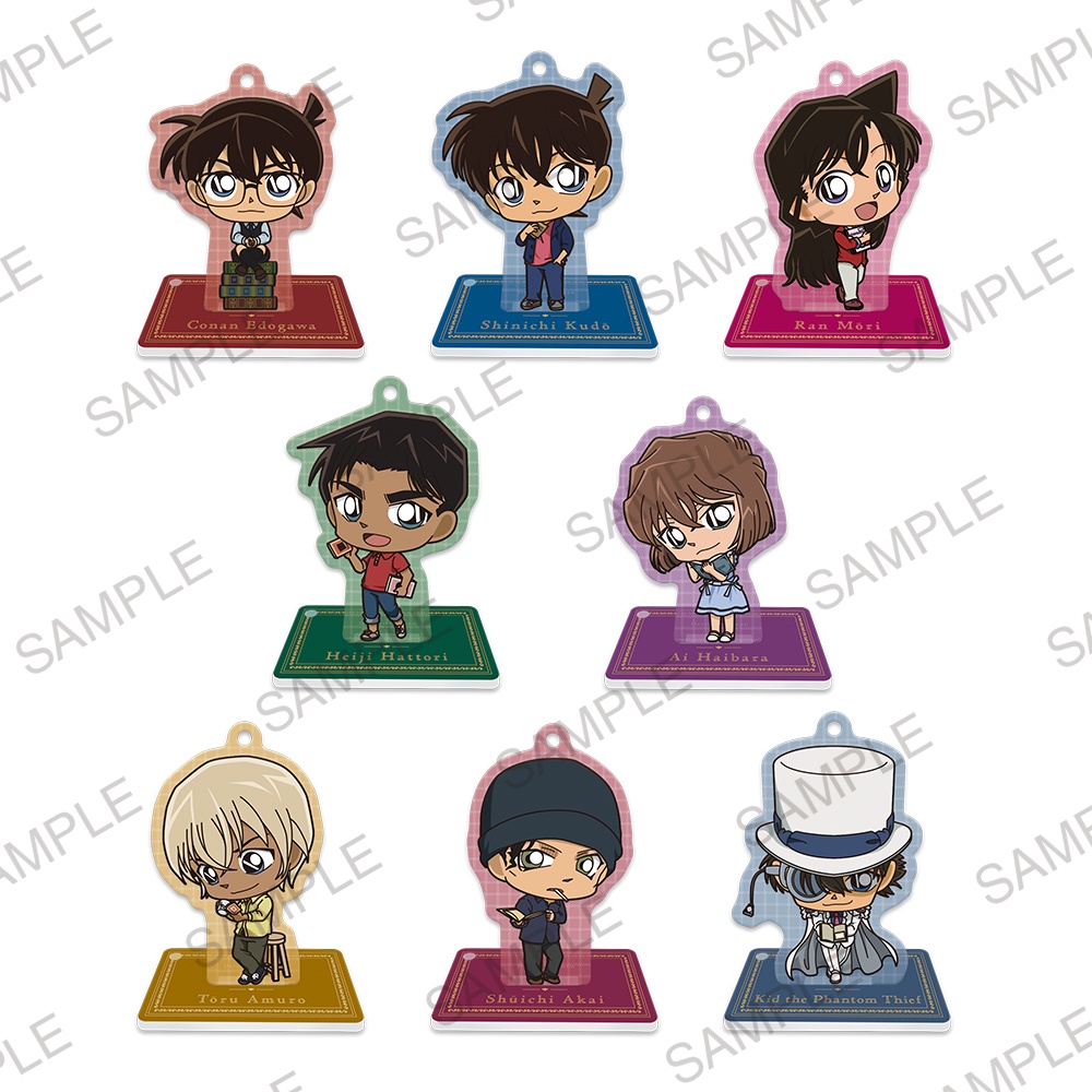 Standee kèm móc khóa Conan Shinichi Kaito Kid Haibara Ran Akai Amuro Hattori Standee mô hình Conan