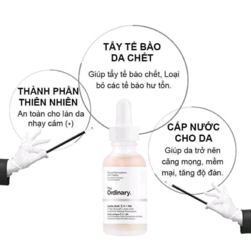 Tinh chất tẩy tế bào chết hoá học aha lactic acid 10% HA the odinary