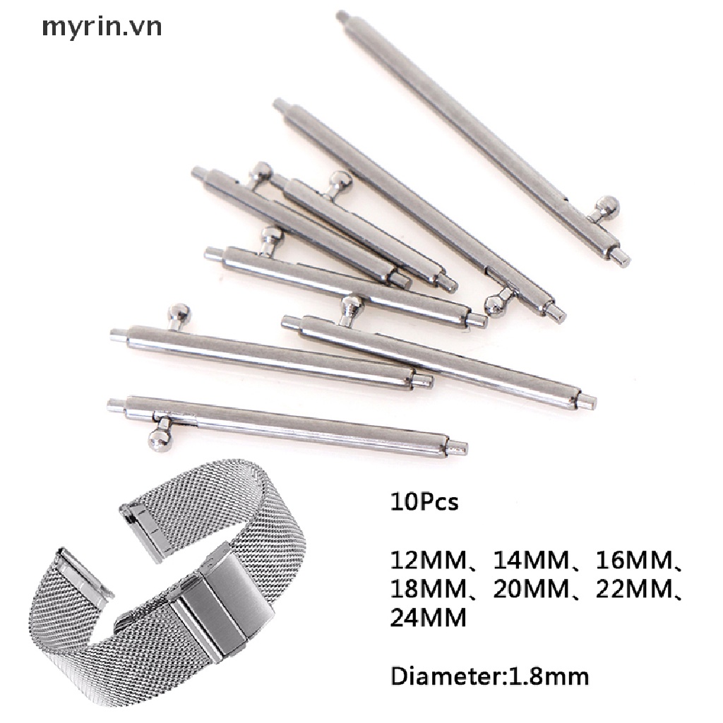 Set 10 Thanh Lò Xo Bằng Thép Không Gỉ 12~24mm Chuyên Dụng Cho Đồng Hồ Đeo Tay