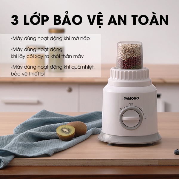 Máy xay sinh tố đa năng SAMONO SW-BB300A 2 cối xay gia vị xay sinh tố - Hàng chính hãng