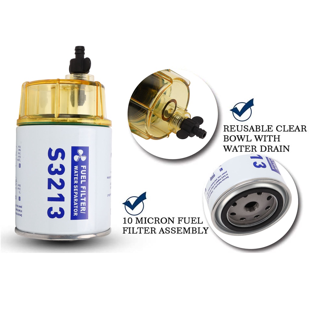 [Hàng Sẵn] Bộ tách nước nhiên liệu S3213 18‑7928 lọc bên ngoài cho động cơ thuyền Marine【Spring061】