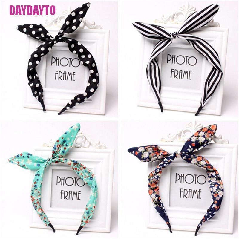 Băng Đô Cài Tóc Thắt Nơ In Họa Tiết Hoa &amp; Bướm Bằng Vải