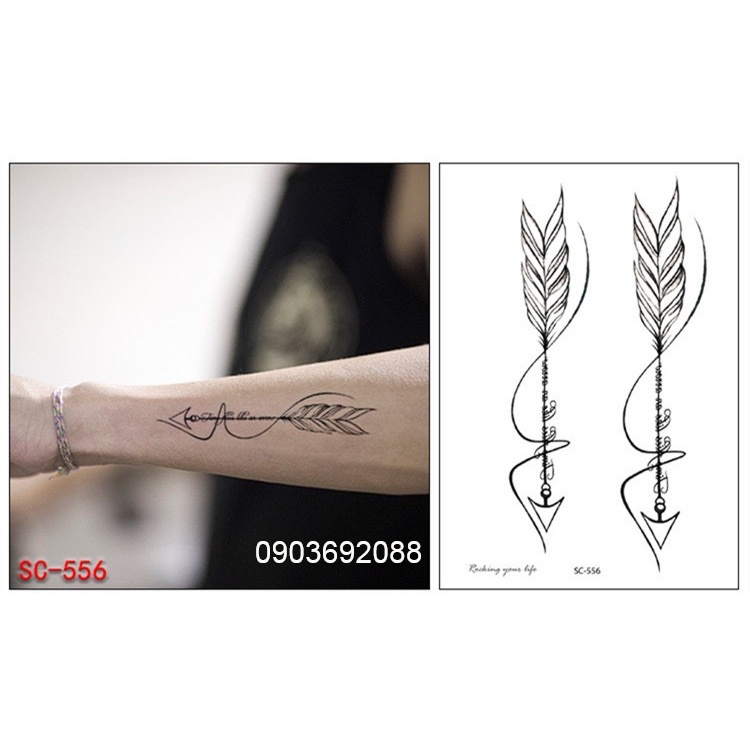 Hình xăm dán - tattoo sticker hoa văn đẹp 19 x 9cm