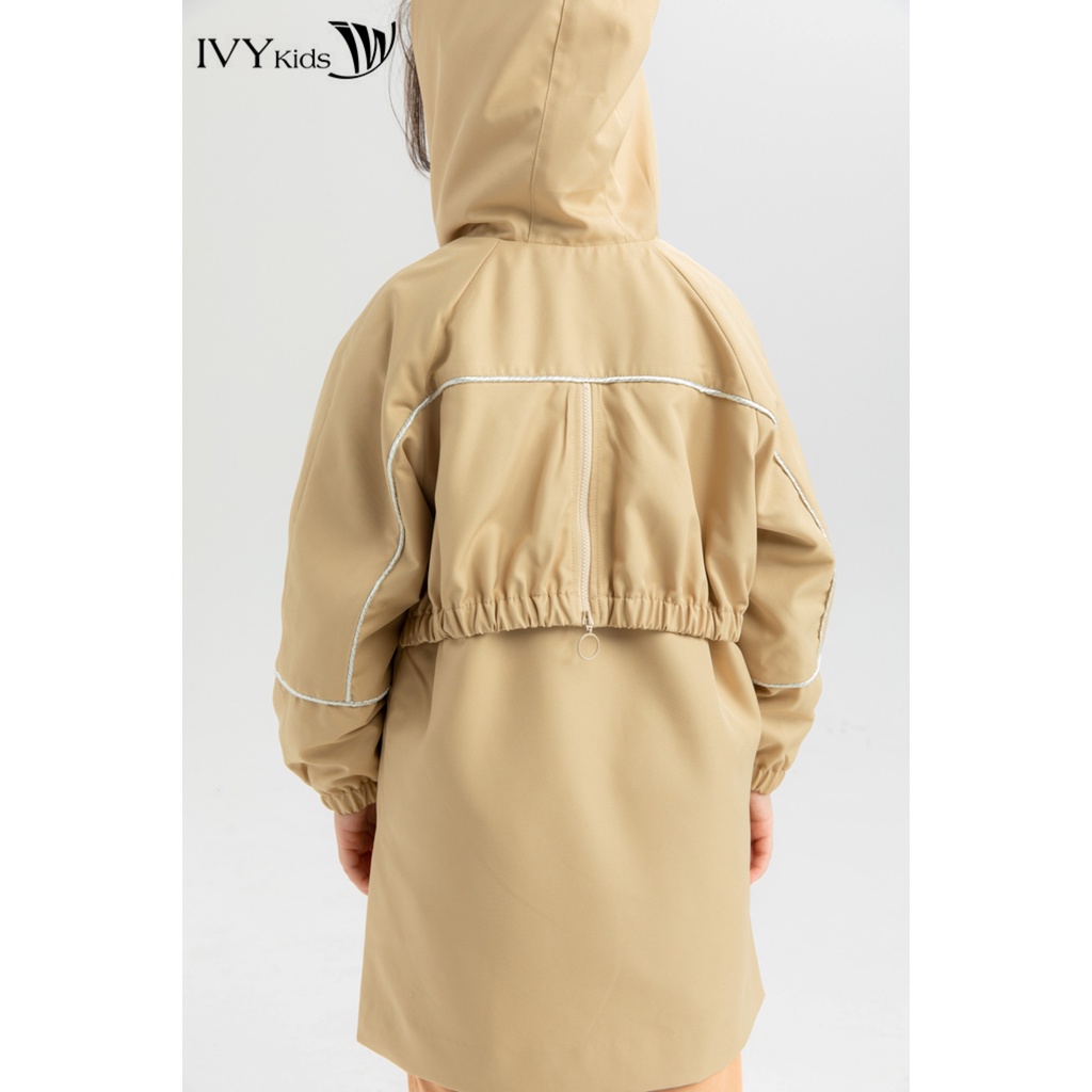 Áo khoác khaki cổ mũ bé gái IVY moda MS 71G1028