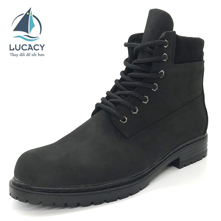 Giày Boot cao cổ nam Lucacy da bò cao cấp M02D