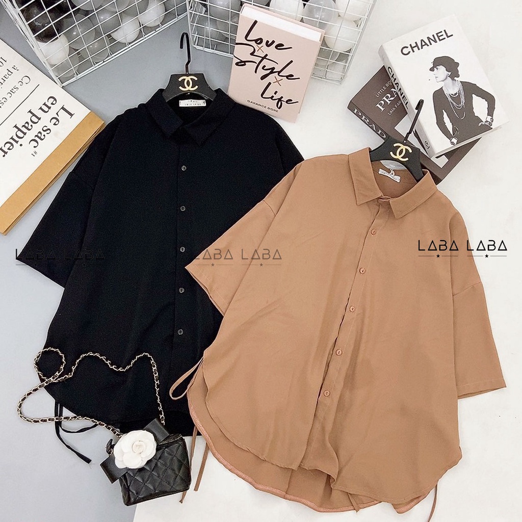 Áo sơ mi nữ cộc tay rút dây nhiều mầu chất lụa mát rũ đẹp, thiết kế áo somi nữ phong cách