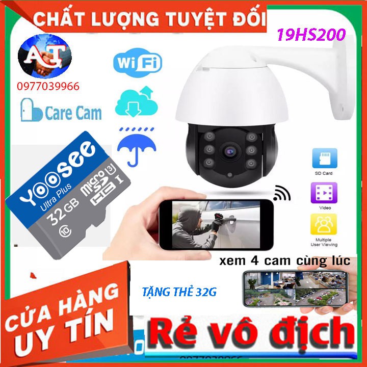 [TẶNG THẺ 32G]Camera Ngoài Trời 19HS-200W Độ Phân Giải 2.0Mpx - Camera Không Dây - Hình Ảnh Cực Sắc Nét