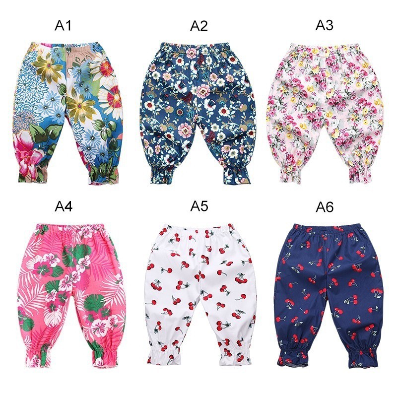 Quần dài cotton lưng thun họa tiết xinh xắn cho bé