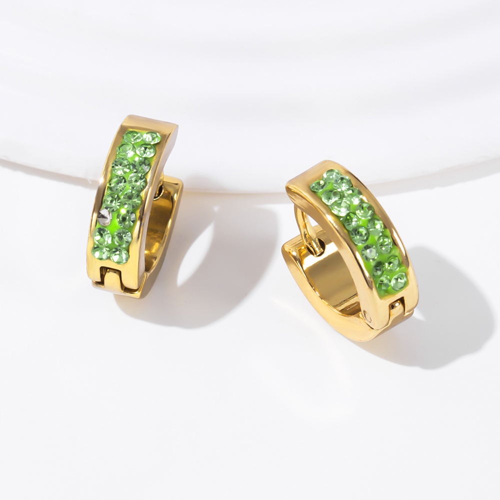1 Đôi Bông Tai Mạ Vàng 18K Đính Đá Thời Trang Dành Cho Nữ