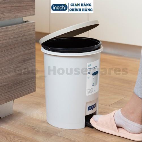 Thùng rác loại đạp tròn 6L, 12L  (có lõi) inochi, kháng khuẩn khử mùi, ngăn mùi hôi, vi khuẩn - Giao màu ngẫu nhiên