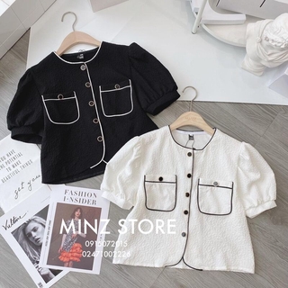 Áo đũi viền ren 2 túi #8215 (2 màu)