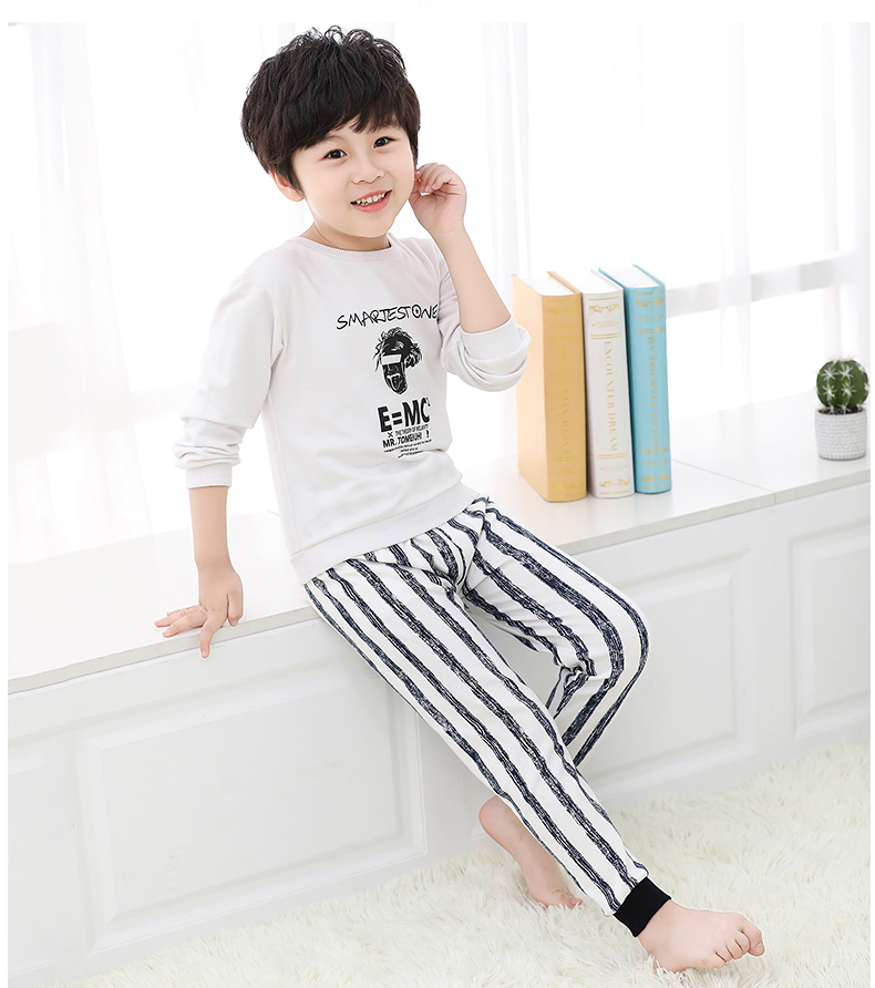 Quần Legging Cotton Họa Tiết Sọc Ngang Cho Bé Trai Từ 3-12 Tuổi