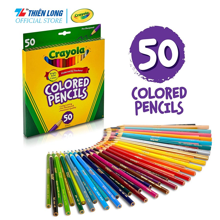 (Hàng chính hãng) Hộp 50 cây chì màu Crayola Colored Pencils