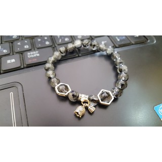 Vòng tay tóc đen mix charm 925
