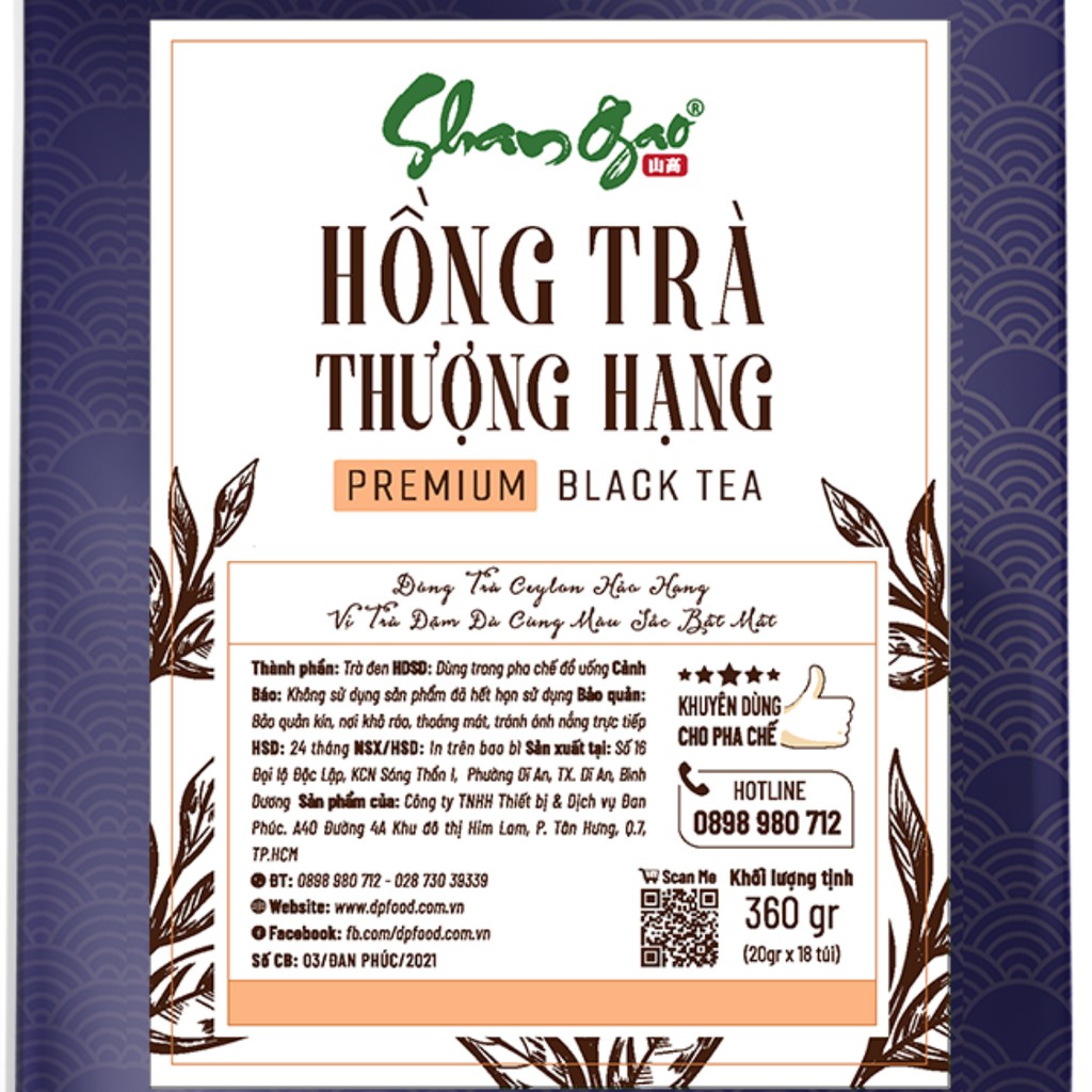 Hồng Trà Thượng Hạng Túi Lọc làm Trà sữa, trà trái cây, trà ủ lạnh cold brew Đài Loan - SHANGAO