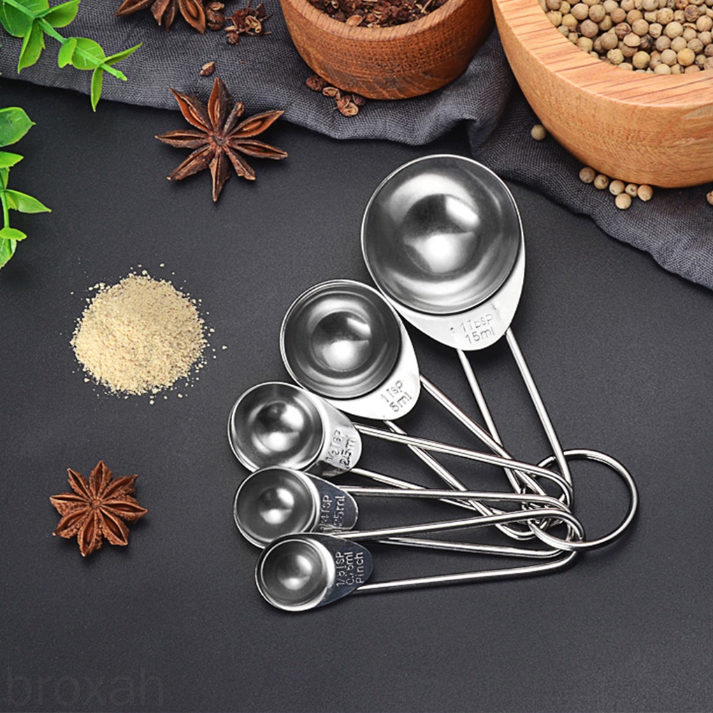 Set 5 muỗng đo lường bằng thép không gỉ có thể xếp chồng lên nhau