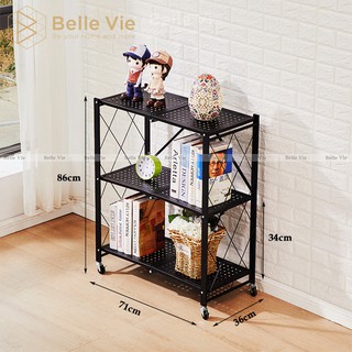Kệ Sắt Đa Năng 3 Tầng Sơn Gấp Gọn Có Bánh Xe Tĩnh Điện Cao Cấp 86Cm x 36Cm x 71Cm Nội Thất Thông Minh