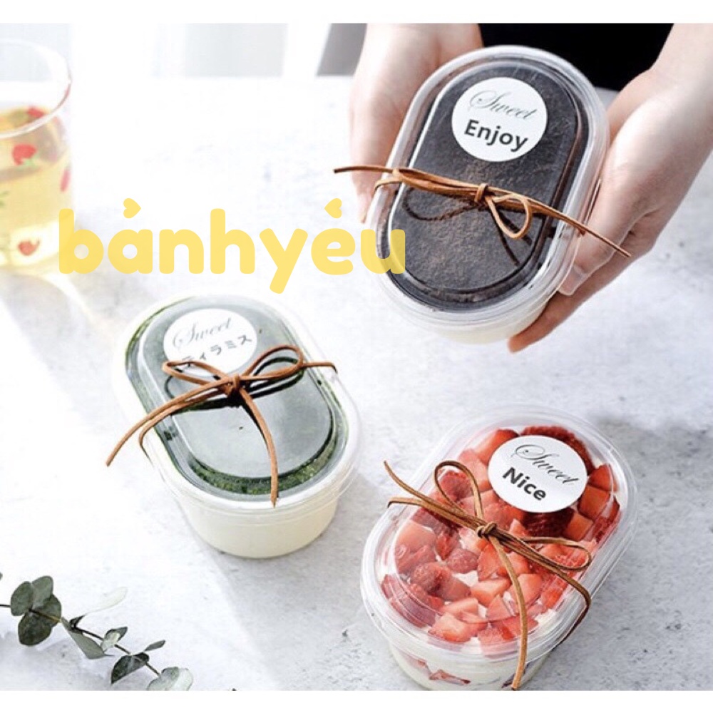 Hộp Oval Đựng Bánh Tiramisu, bánh lạnh, bông lan trứng muối, bánh bò