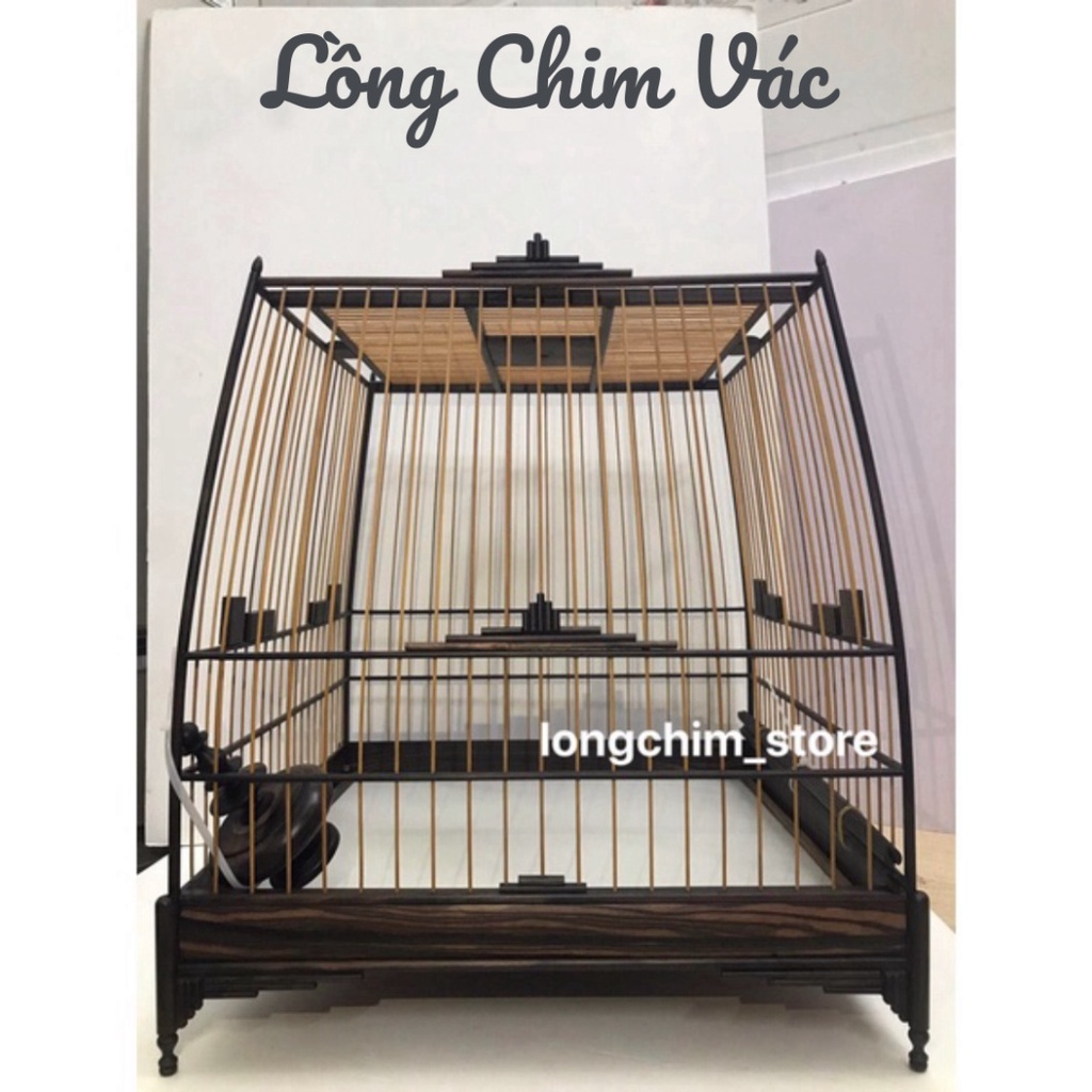 Lồng Thái Vuông Đấu Gỗ Mun S full phụ kiện 31;37;41 - Lồng Chim Vác