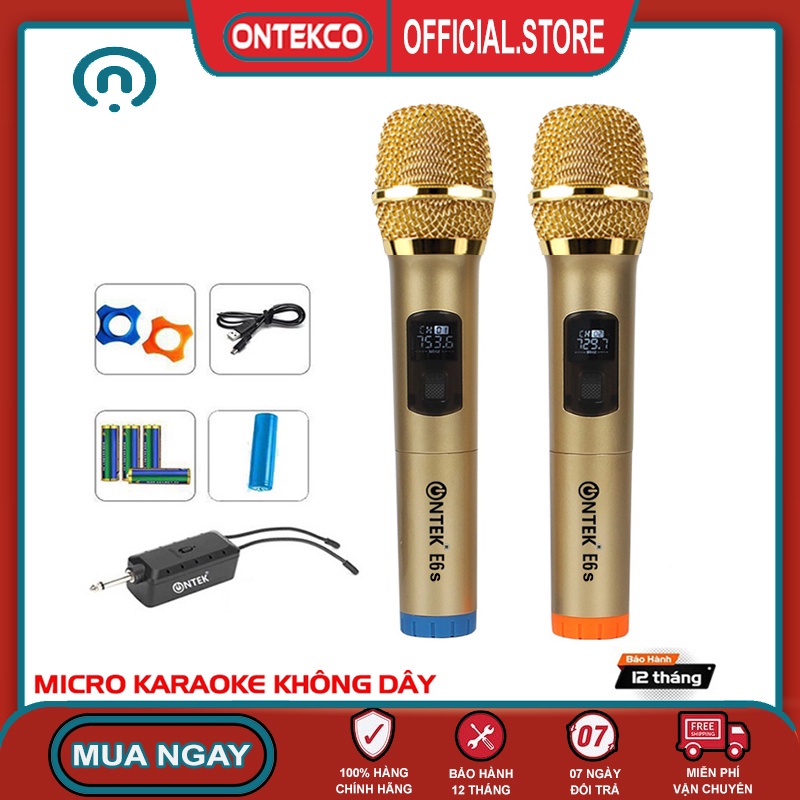 Cặp Micro không dây Ontekco MV02 E6 E6S hát karaoke chuyên nghiệp thumbnail